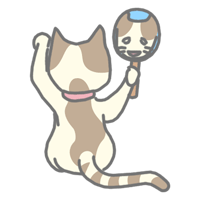 鏡に映ったたまタンを見るたまタン